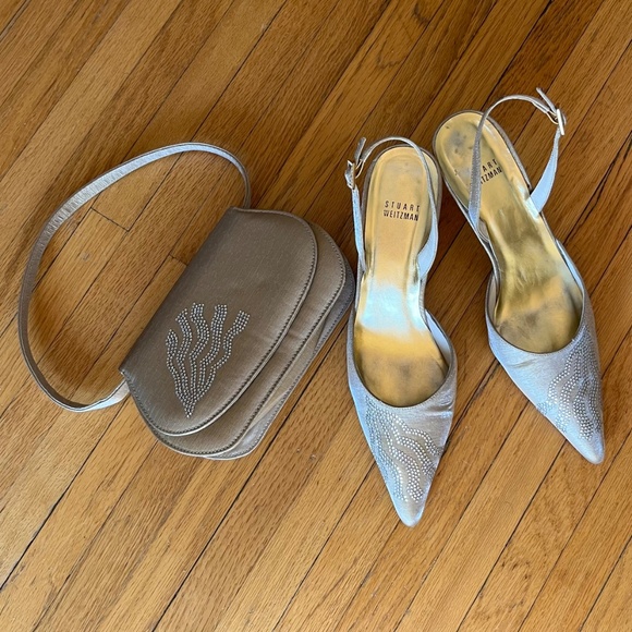 Perfect for the holidays! STUART WEITZMAN Slingback Shoes & Clutch Purse - Picture 1 of 8